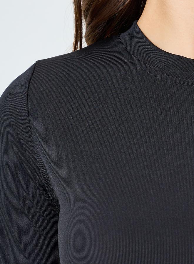 Styli Women Black Fitted Knit T-Shirt - Image 3